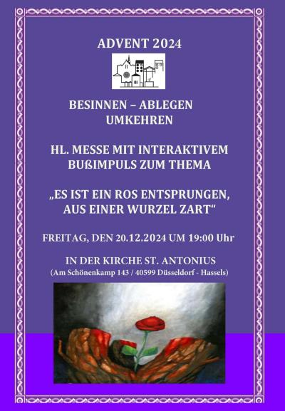 Advent-2024-Plakat-Bußmesse-Es-ist-ein-Ros-entsprungen (c) Kaplan Kai Amelung Advent-2024-Plakat-Bußmesse-Es-ist-ein-Ros-entsprungen