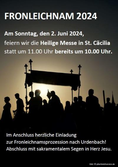 Fronleichnam 2024 (c) Pastoralbüro Benrath-Urdenbach - Bild: pfarrbriefservice.de Fronleichnam 2024