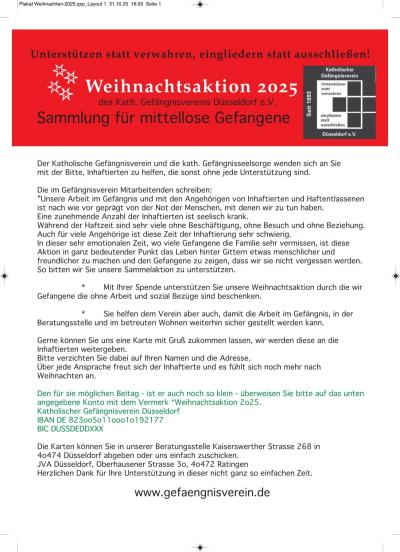 Plakat Weihnachten Gefängnisverein 2025